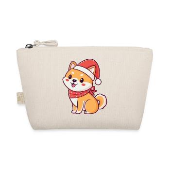 Kawaii Shiba Weihnachten: Weihnachtsmann und Schal - Bio-Täschchen - Natur - Vorne