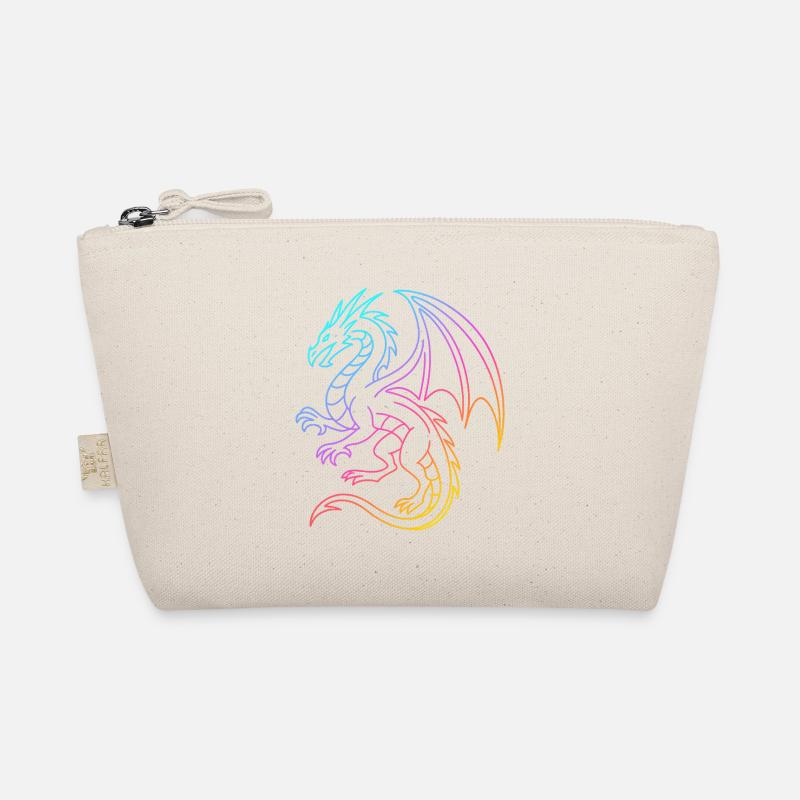 Rainbow dragon in neon lines Organic Pouch
