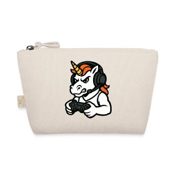 Wildes Einhorn-Gamer-Maskottchen mit Headset - Bio-Täschchen - Natur - Vorne