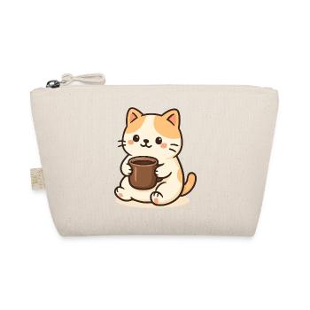 Cat with Cup - Organic Pouch - nature - Front