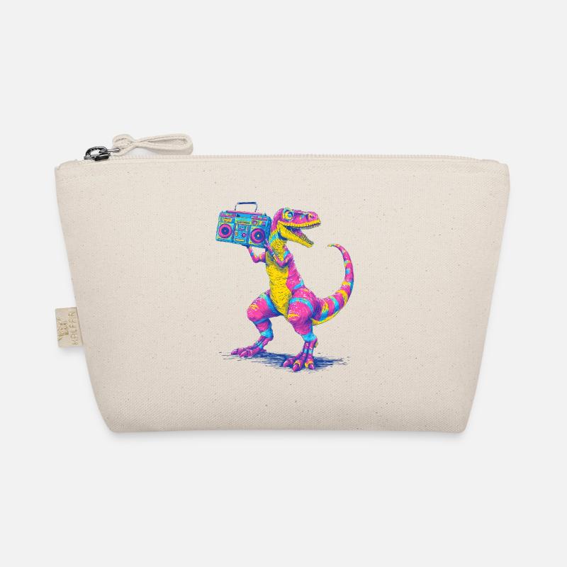 T-Rex mit Ghettoblaster im 90er Neon Stil Bio-Täschchen