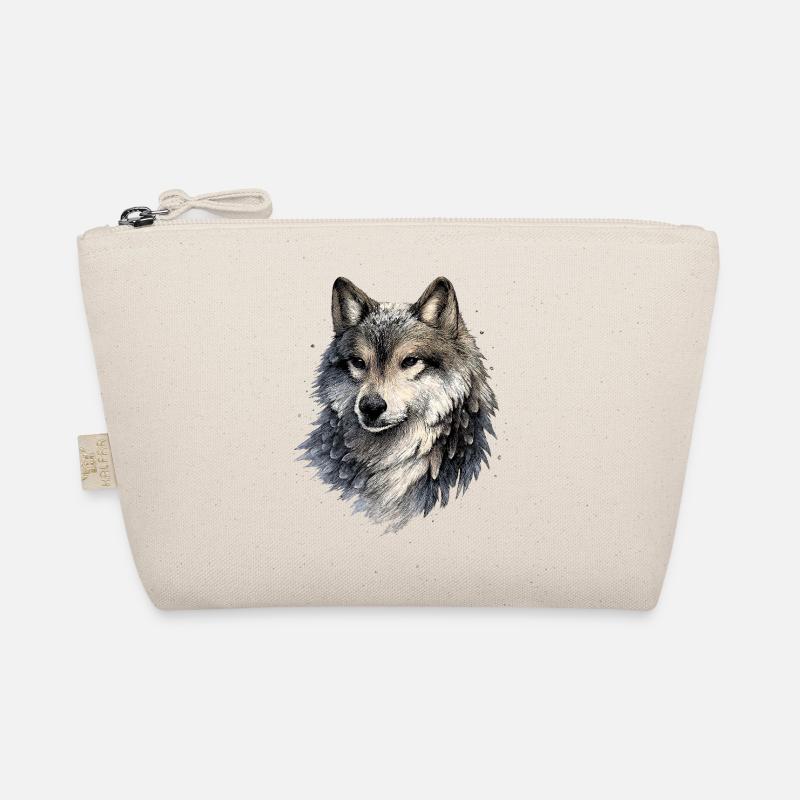 Nebelwolf im Aquarellstil - Bio-Täschchen - Natur