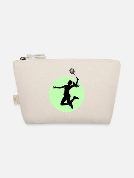 Badminton Player Silhouette – Smash Power - Organic Pouch - nature - Front