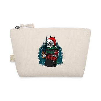 Squelette au chapeau du Père Noël buvant de la bière dans la forêt d’hiver - Trousse biologique - nature - Devant