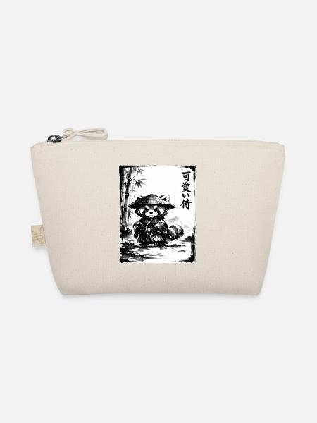 Samurai Red Panda Sumi-e Ink Drawing - Organic Pouch - nature - Front