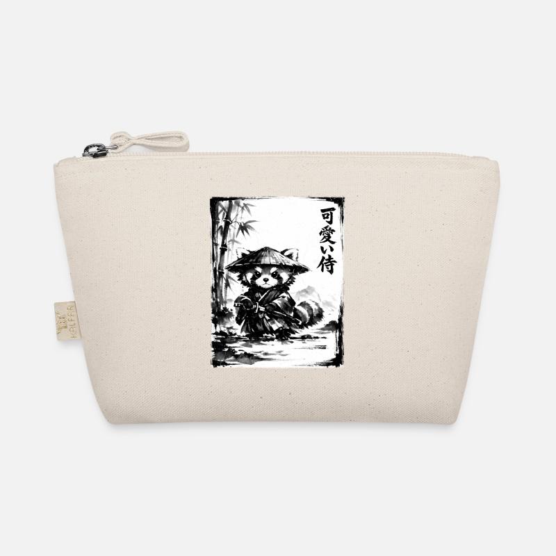 Samurai Red Panda Sumi-e Ink Drawing - Organic Pouch - nature