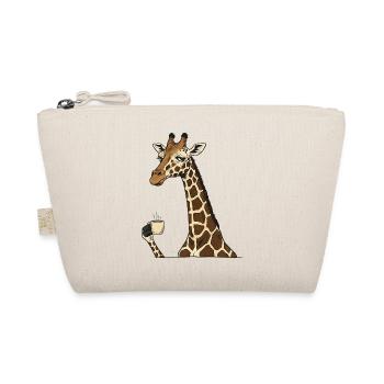 Müde Giraffe mit Kaffee – Lustiges Motiv - Bio-Täschchen - Natur - Vorne