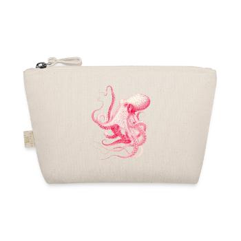 Vintage Octopus Illustration in Red & Pink - Organic Pouch - nature - Front