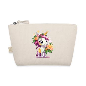 Unicorn with Flower Wreath – Pastel Colors - Organic Pouch - nature - Front