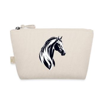Black White Horse Head Drawing Sketch - Organic Pouch - nature - Front