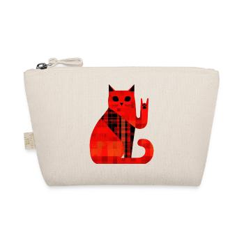 Rote Katze Karo Muster Modern - Bio-Täschchen - Natur - Vorne