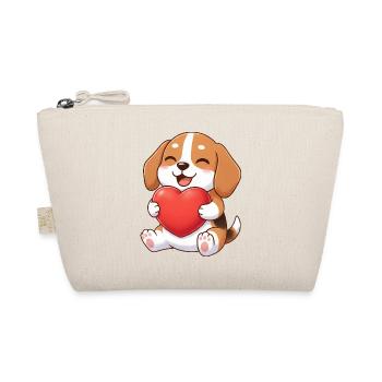 Süßer Beagle Hund Cartoon Herz Valentinstag - Bio-Täschchen - Natur - Vorne