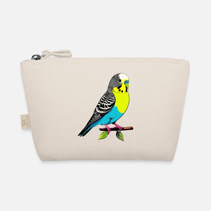 Colorful parrot yellow blue budgie on branch Organic Pouch