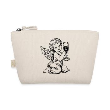 Sekt Engel – Cherub mit Sektglas Vintage - Organic Pouch - nature - Front