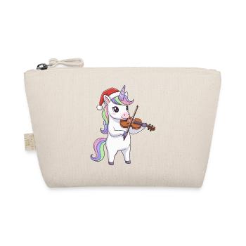 Christmas Unicorn Magical Playing Violin - Organic Pouch - nature - Front