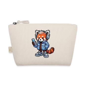Red Panda with Headphones 90s - Organic Pouch - nature - Front