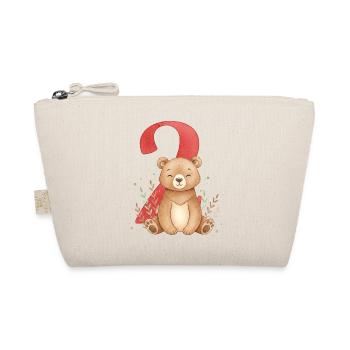 Cuddly bear with number 2 - Organic Pouch - nature - Front