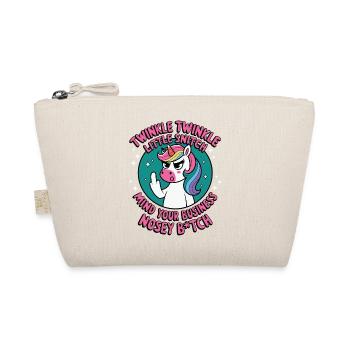 Naughty Unicorn with Saying Nosey B*tch Snitch - Organic Pouch - nature - Front