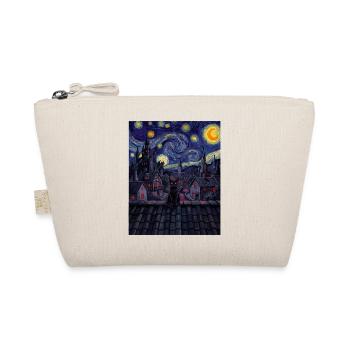 Midnight Cat Over Swirling Skyline - Organic Pouch - nature - Front