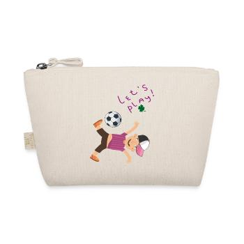 kleiner Junge mit Fußball - Bio-Täschchen - Natur - Vorne