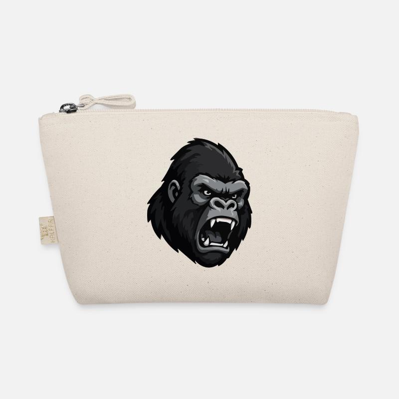 Raging Gorilla Head Graphic Organic Pouch