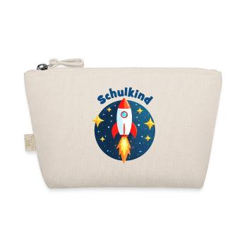Schulkind Rakete im Weltraum mit Sternen - blau - Bio-Täschchen - Natur - Vorne