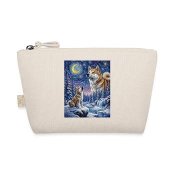 Howling to the Moon Meme Animal Dog Akita Inu - Organic Pouch - nature - Front