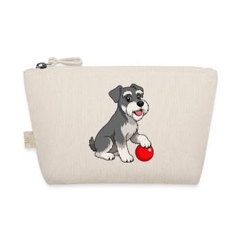 Image joyeuse d’un schnauzer avec une balle rouge - Trousse biologique - nature - Devant