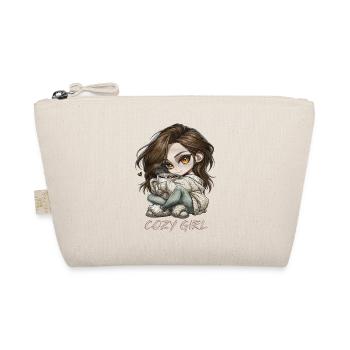 Cozy Girl Chibi Cocoa Winter Gift - Organic Pouch - nature - Front