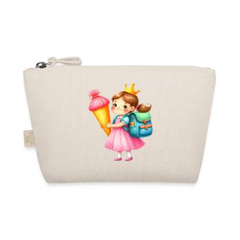 Little Princess with Crown & School Cone – School - Organic Pouch - nature - Front
