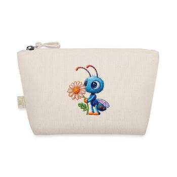 Biene im Stickerei-Look Blume Geschenk - Bio-Täschchen - Natur - Vorne