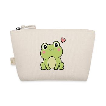 Süßer Kawaii-Frosch mit Herz-Cartoon-Aufkleber - Bio-Täschchen - Natur - Vorne