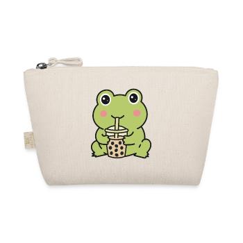 Süßer Kawaii-Frosch trinkt Bubble Tea Aufkleber - Bio-Täschchen - Natur - Vorne