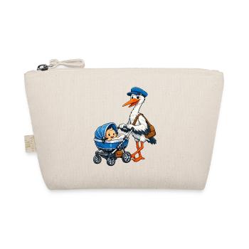 Stork with pram - Organic Pouch - nature - Front