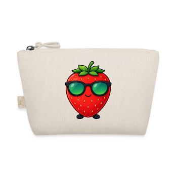 Kawaii Erdbeere mit Sonnenbrille Minimalismus - Bio-Täschchen - Natur - Vorne