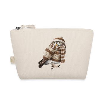 Eule im Strickpullover Vogel Weihnachten Gemütlich - Bio-Täschchen - Natur - Vorne