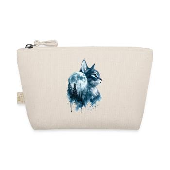 Cat with moon in forest Nature Cats painted - Bio-Täschchen - Natur - Vorne