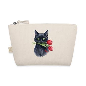 Cat Noir mit roter Tulpe - Bio-Täschchen - Natur - Vorne
