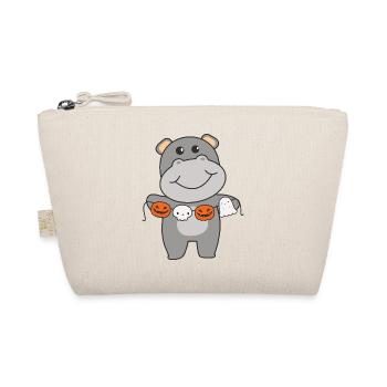 Hippo Happy Halloween Kürbis Fledermaus Kostüm - Bio-Täschchen - Natur - Vorne