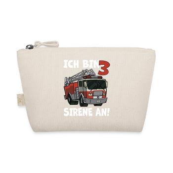 3 Geburtstag Feuerwehr Sirene Feuerwehrauto Motiv - Bio-Täschchen - Natur - Vorne