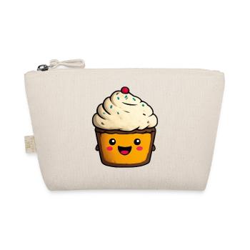 Kawaii Cupcake Gesicht Illustration - Bio-Täschchen - Natur - Vorne