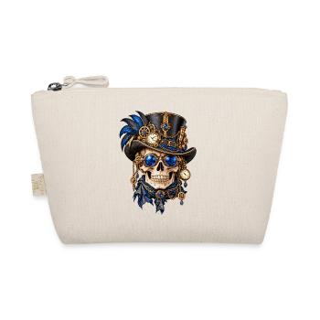 Totenkopf, Totenkopf, Steampunk-Hut, blaue Federn - Bio-Täschchen - Natur - Vorne