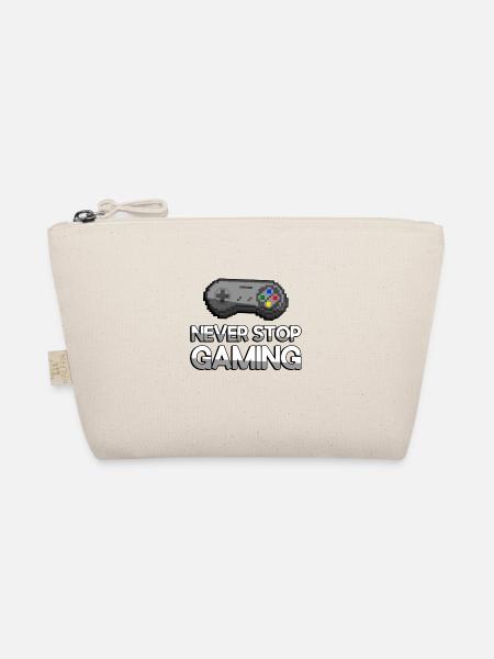NEVER STOP GAMING + SNES Controller - Gaming - Bio-Täschchen - Natur - Vorne