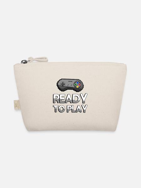 READY TO PLAY + SNES Controller - Gaming - Bio-Täschchen - Natur - Vorne