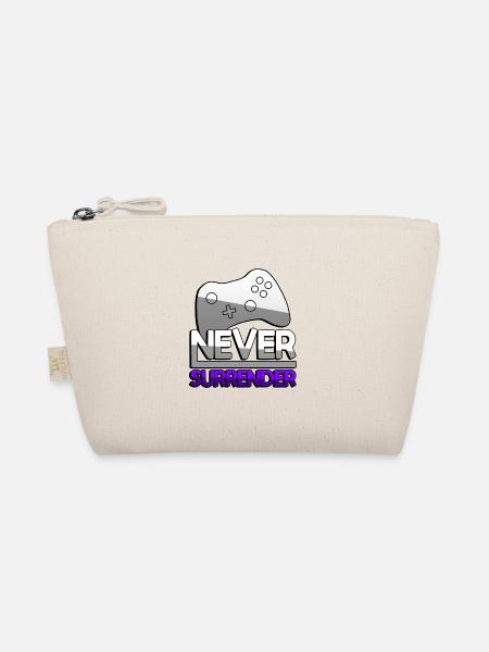 NEVER SURRENDER (Purple) + Controller - Gaming - Organic Pouch - nature - Front