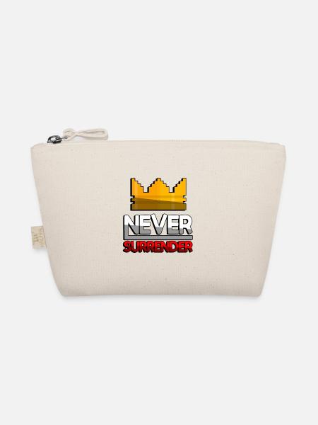 NEVER SURRENDER (Rot) + King Crown - Gaming - Bio-Täschchen - Natur - Vorne