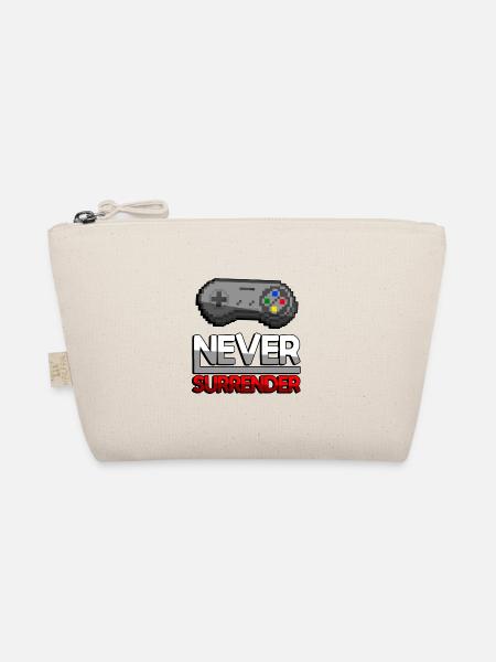 NEVER SURRENDER (Red) + SNES Controller - Gaming - Organic Pouch - nature - Front