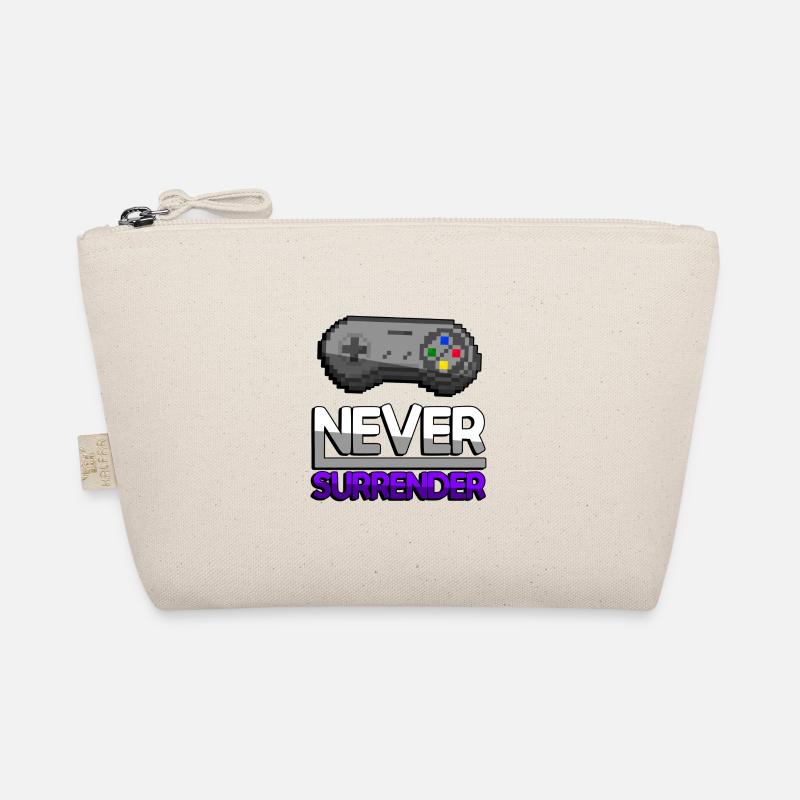 NEVER SURRENDER (Lila) + SNES Controller - Gaming Bio-Täschchen
