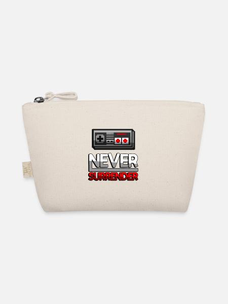 NEVER SURRENDER (Rot) + NES Controller - Gaming - Bio-Täschchen - Natur - Vorne
