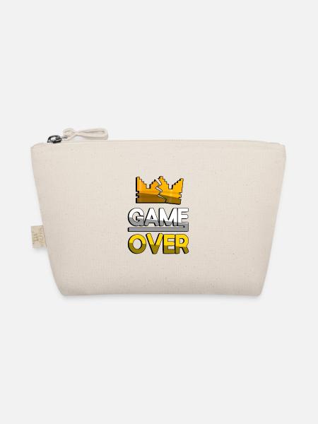 GAME OVER (Yellow) + King Crown - Gaming - Organic Pouch - nature - Front